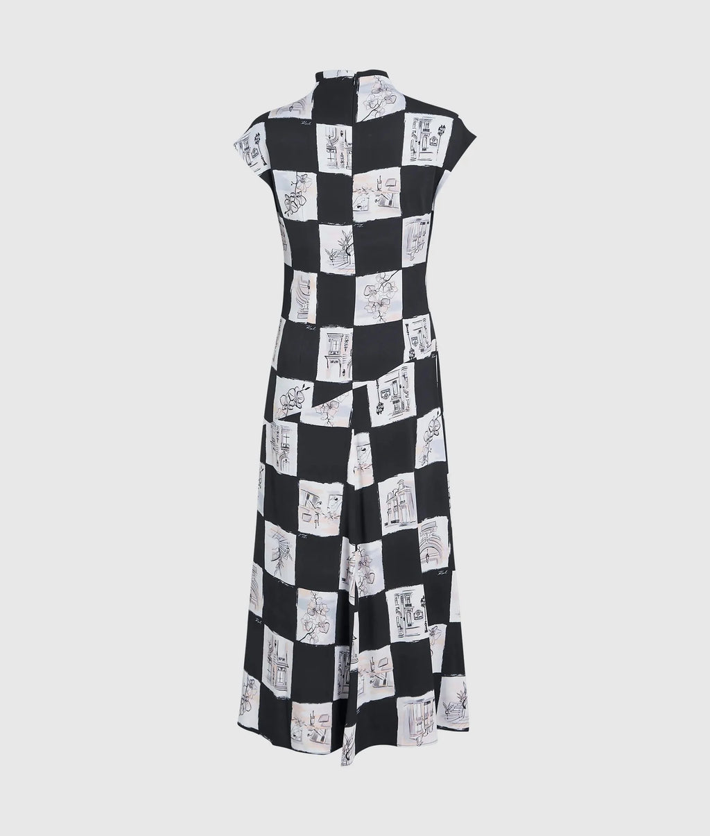 High-neck midi dress