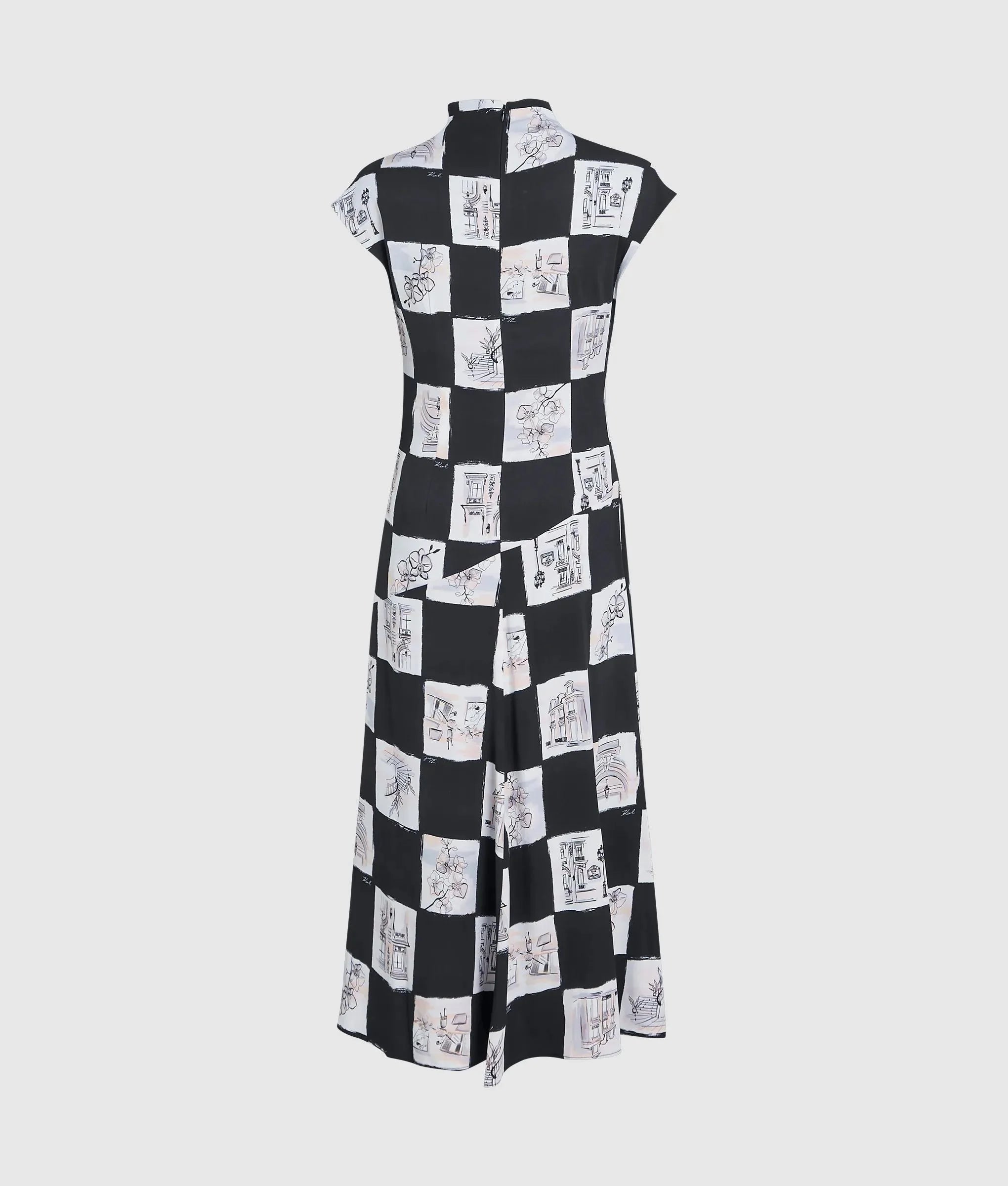 High-neck midi dress