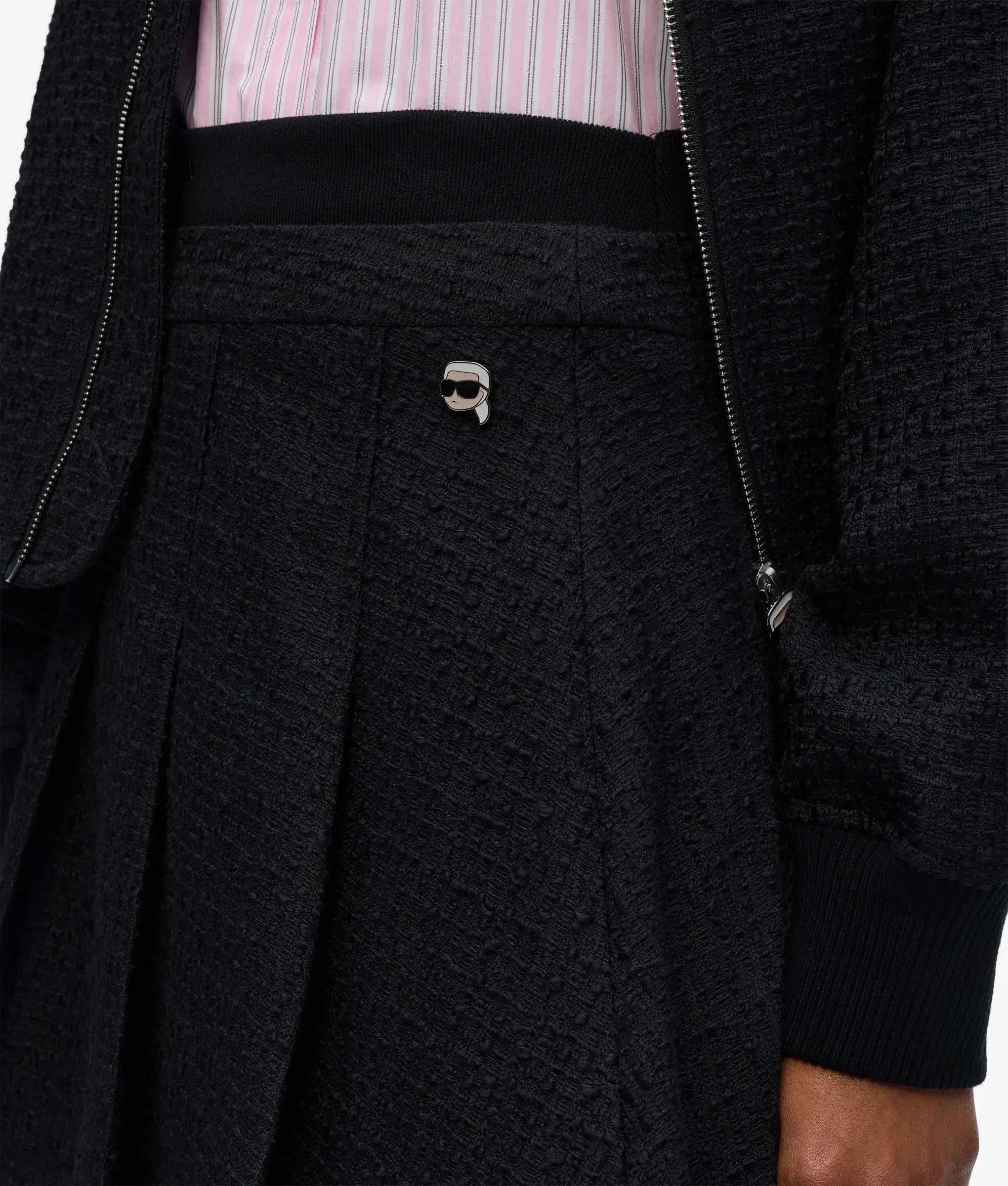Ikon bouclé pleated skirt