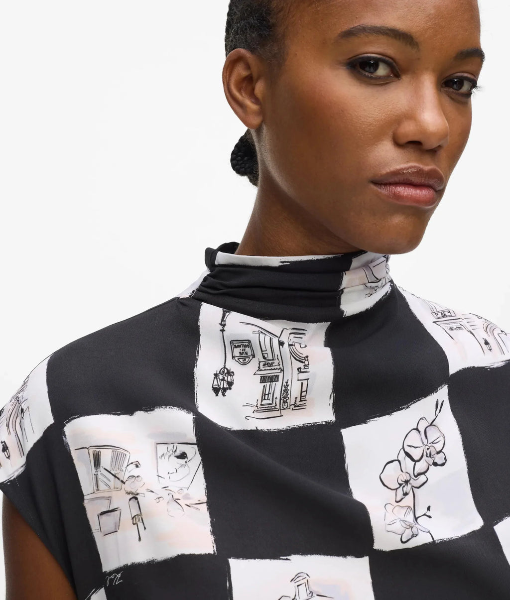 High-neck midi dress