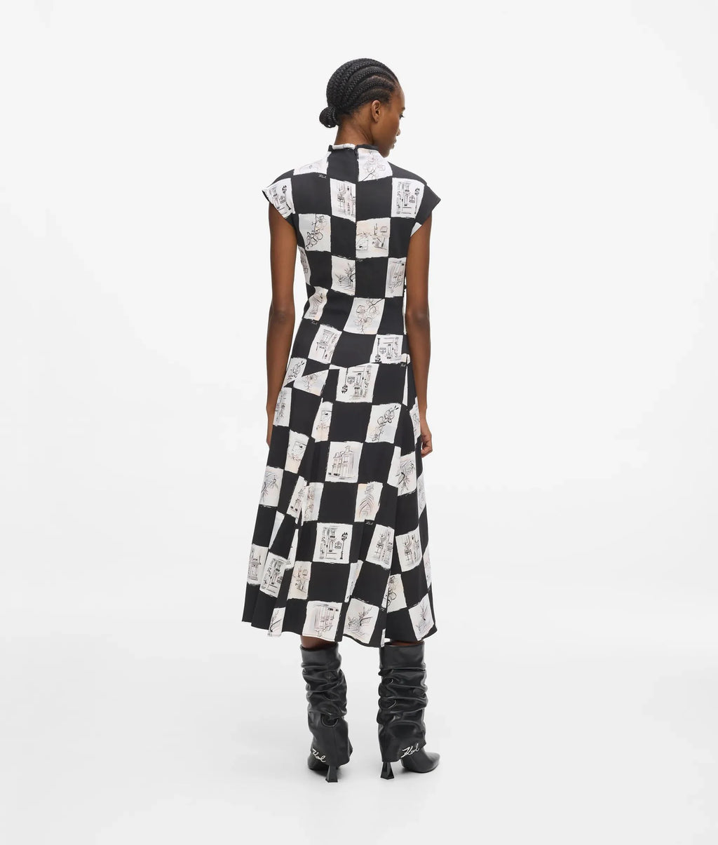 High-neck midi dress