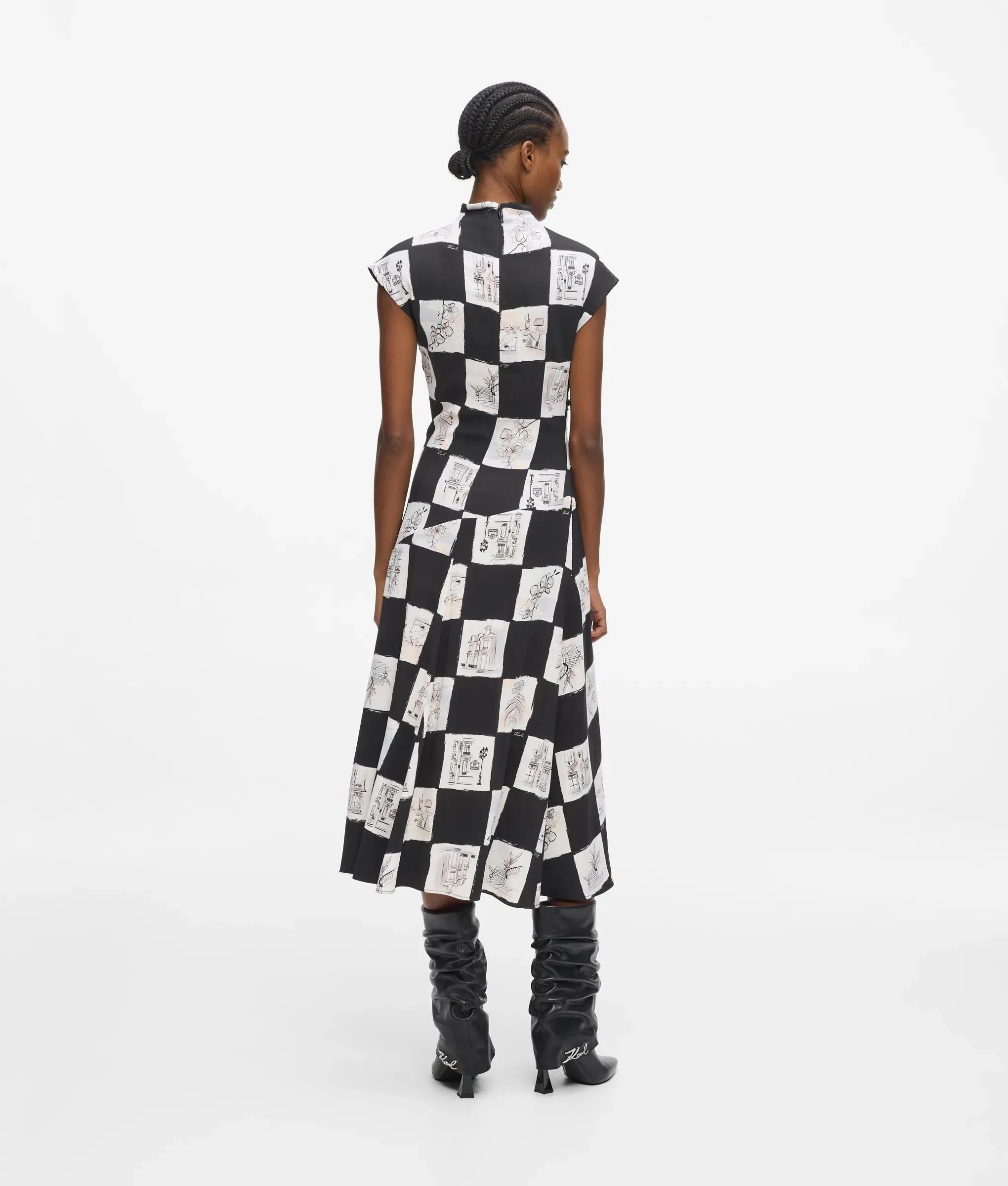 High-neck midi dress