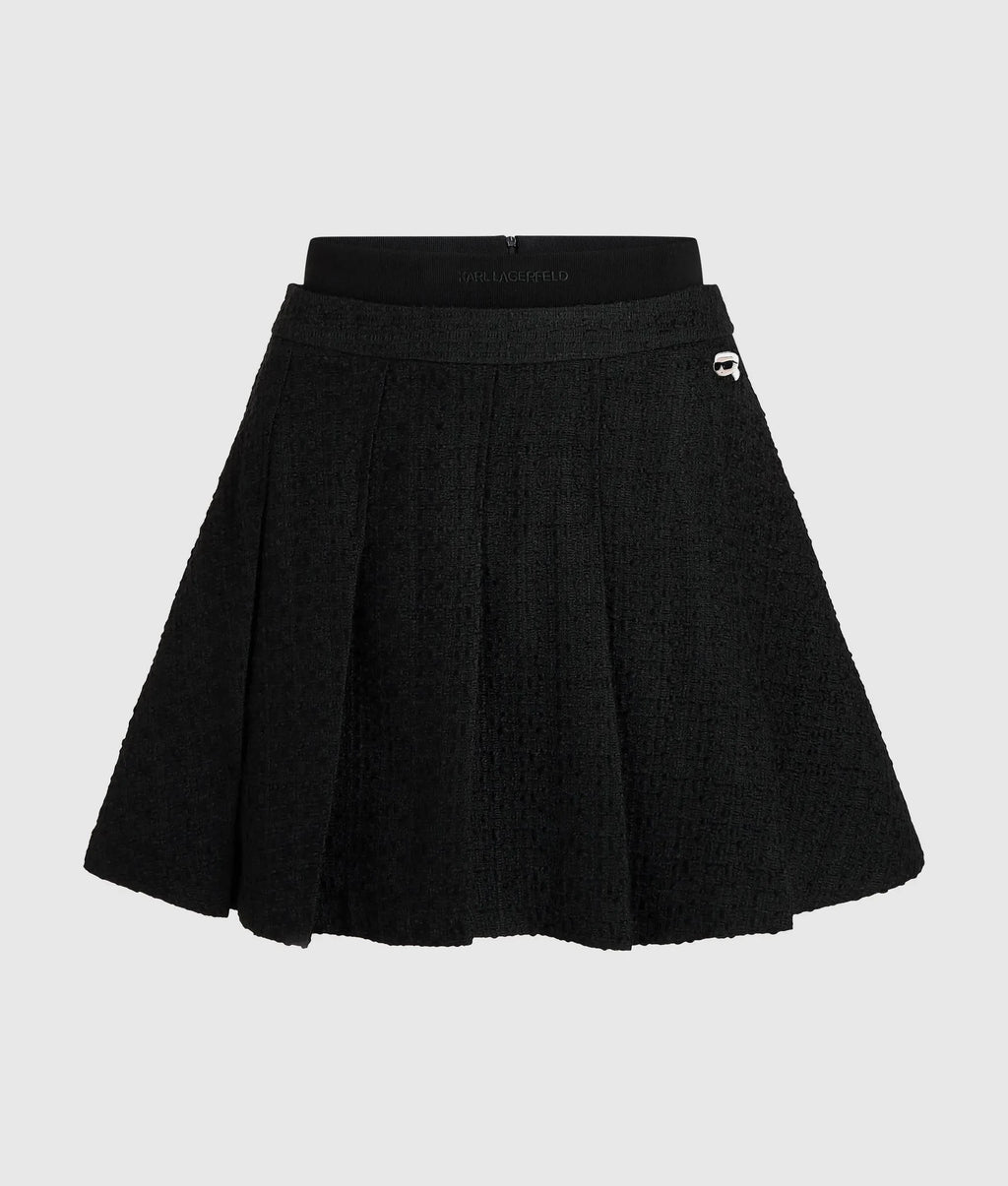 Ikon bouclé pleated skirt