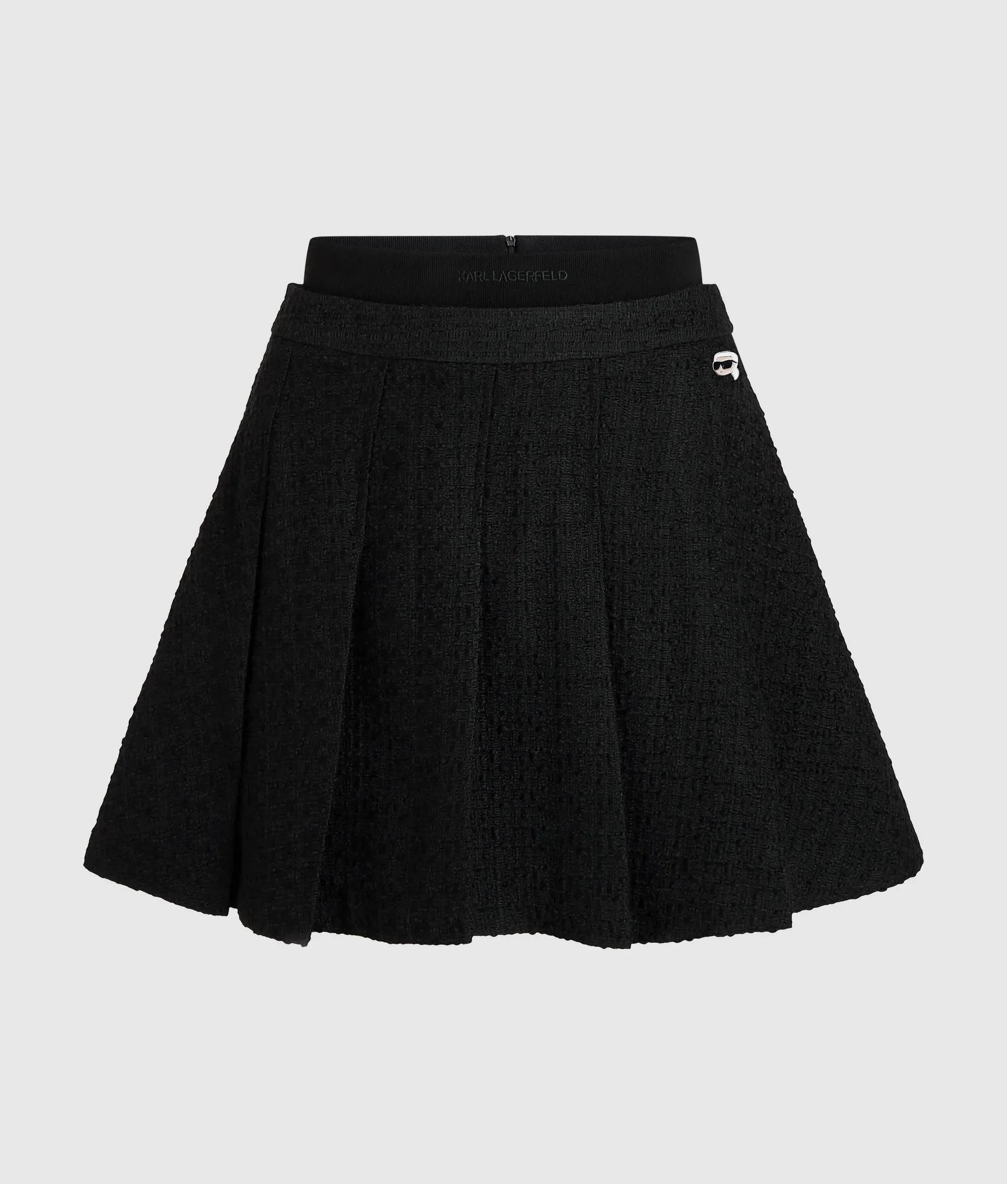 Ikon bouclé pleated skirt