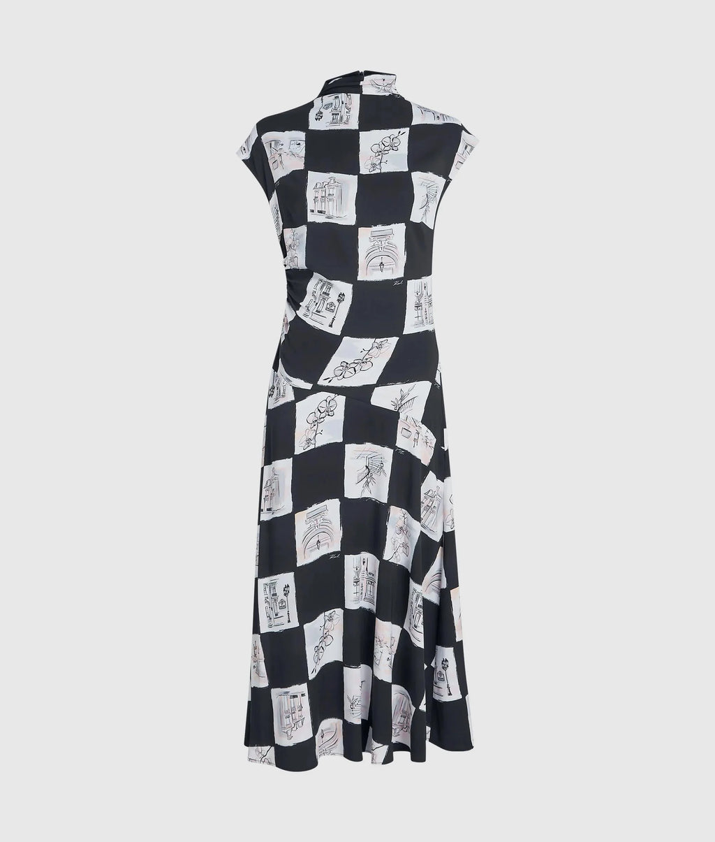 High-neck midi dress